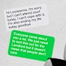 Perth real estate director Louisianna Giumelli received a text message no property manager wants to see: a tenant saying goodbye and that he was ending his life.