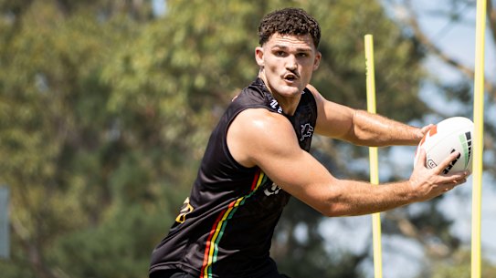 Look who is back: Nathan Cleary resumed training on Thursday