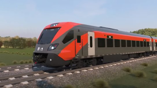 An artist’s impression of the new Spanish-built trains that will run on interstate rail lines.