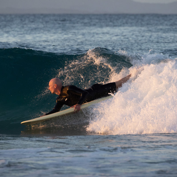 After his accident, “I didn’t respond well,” says Taylor (pictured in Byron Bay). “I’d lost everything I’d ever wanted. I wanted to die.”