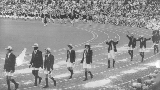 Bermuda takes part in the opening ceremony before announcing they would boycott the Games. 