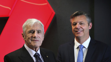 Seven West Media chairman Kerry Stokes and chief executive James Warburton.