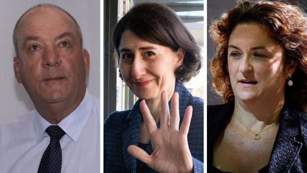 Daryl Maguire, Gladys Berejiklian and Sarah Cruickshank. Ms Cruickhank is not accused of wrongdoing.