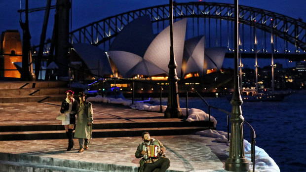 Opera Australia's 2018 performace of La Bohème at the Handa Opera on Sydney Harbour.