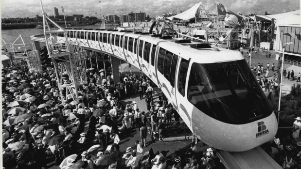 Expo ’88 monorail opening in Brisbane