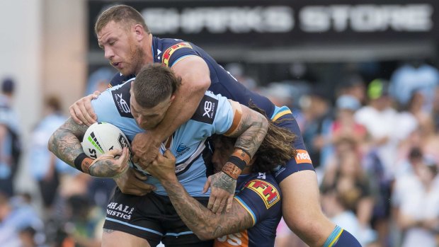 Vulnerable: Cronulla beat the Titans at Shark Park on Saturday but their future off the field is uncertain.