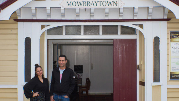 FilmHouse co-creators Portia Hunt and projectionist Michael Brooks outside Brisbane's Mowbraytown Hall.