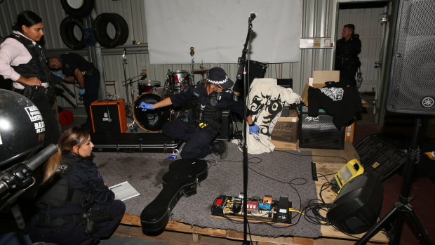 Music equipment was found inside the shed. 