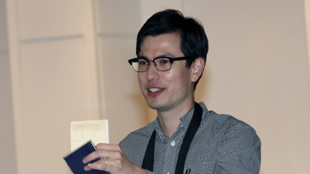 Alek Sigley arrives in Tokyo last week. after being held in North Korea