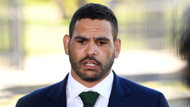 Contrite: Greg Inglis, fronting the media in Sydney, says he won't be quitting as Australian captain.