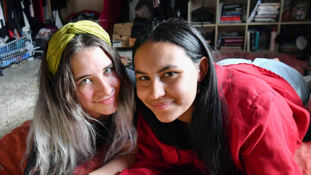 Halle Matthews and Stella-Rae Burns are co-tenants of a share house who save on rent by sharing their bedroom.
