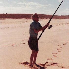 Wright’s grandfather Alan Millward beach fishing in the 1980s.