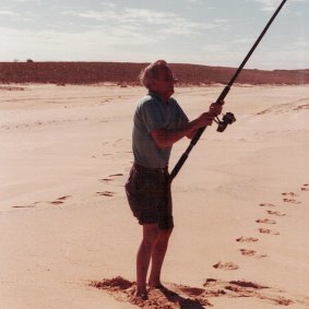 Wright’s grandfather Alan Millward beach fishing in the 1980s.