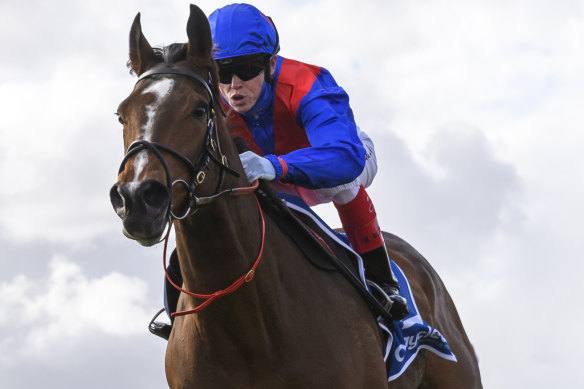 Craig Williams pilots Zaaki home in the Underwood Stakes at Sandown.