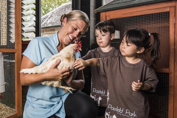 Paisley Park centre director Nicole Kyburz with Leon and Celeste in the animal enclosure.