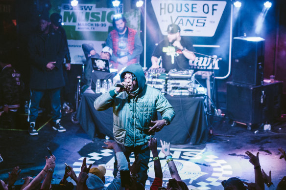 Rapper Joey bada$$ performs at SXSW in Austin, Texas.