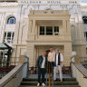 Paul Piticco, Denis Sheahan and Andrew Baturo outside Naldham House.