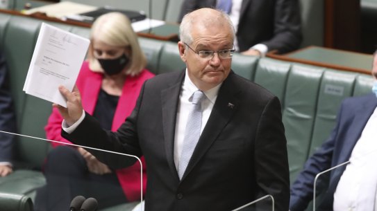 Prime Minister Scott Morrison introducing the Religious Discrimination Bill into the House of Representatives on Thursday.