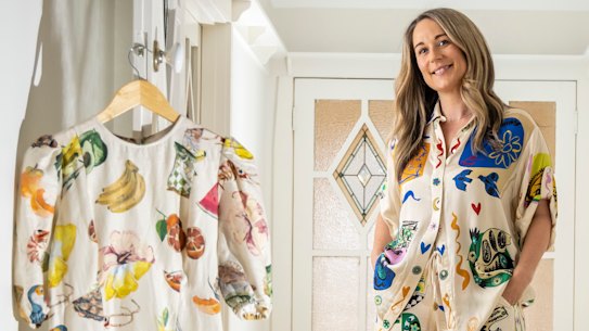 Well-travelled pants ... Eva Daly wearing the rented Alemais set she is taking to Europe.