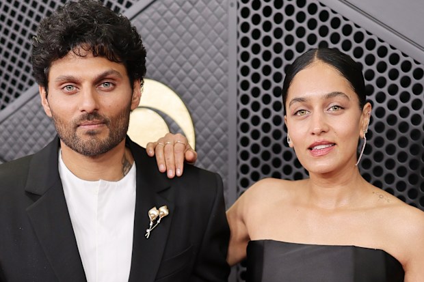 Jay Shetty and wife Radhi Devlukia-Shetty at the 2026 Grammy Awards