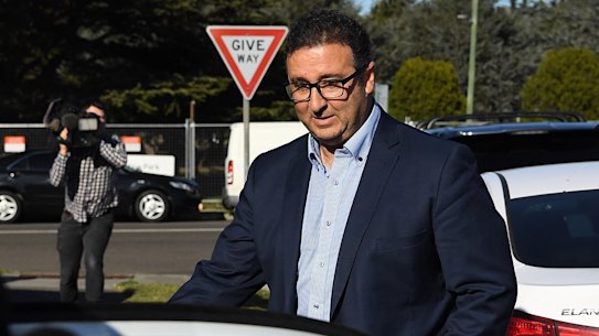 NSW upper house MP Shaoquett Moselmane leaving his home on Lennox Street in Rockdale during a raid by federal agents.