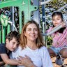 Robyn Ivett and her children Charlotte and Kai O’Brien. Parenting through perimenopause has had its challenges.