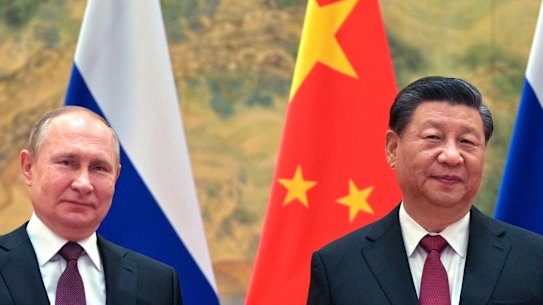 Chinese President Xi Jinping, right, and Russian President Vladimir Putin