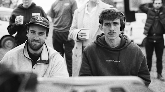 Jack Clark and Jim Weir on the set of Birdeater.