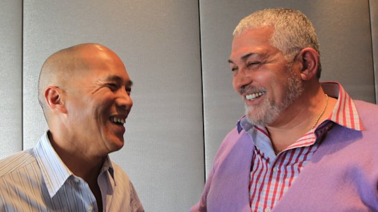 Charlie Teo and Mick Gatto at a charity function in Sydney in 2012.