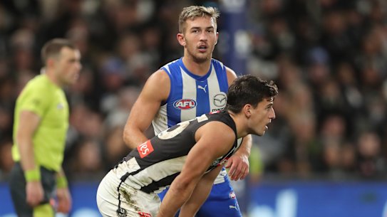 Will Phillips kept Nick Daicos quiet in the first half. 