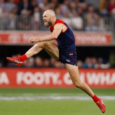 Max Gawn shows his style during the 2021 AFL grand final, in which his Melbourne Demons defeated the Western Bulldogs 140-66.