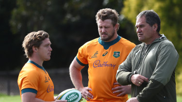 James Slipper (centre) will captain the Wallabies against Wales. 