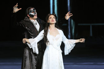 Joshua Robson as The Phantom and Georgina Hopson as Christine Daaé.