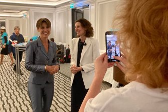 Former ABC presenter Emma Alberici was emcee at Allegra Spender’s campaign launch on Thursday.