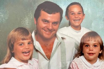 Broome shark attack victim Charles Cernobori with his daughters Cathryn, Kristy and Casey.