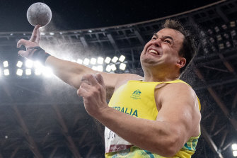 Australian shot put athlete during Todd Hodgetts Tuesday nightâs event. 