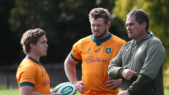 James Slipper (centre) will captain the Wallabies against Wales. 