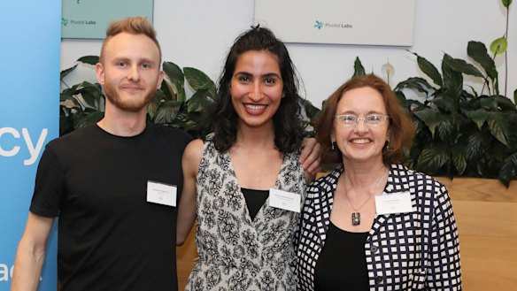 CityMiner founder Andrew Asfaganov, University of Sydney masters graduate Mariam Mohammad and Walshe Group head Jacqui Walshe. 