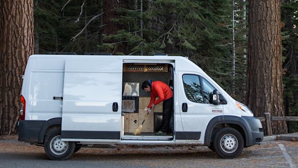 Simple life: Honnold lives out of a van.
