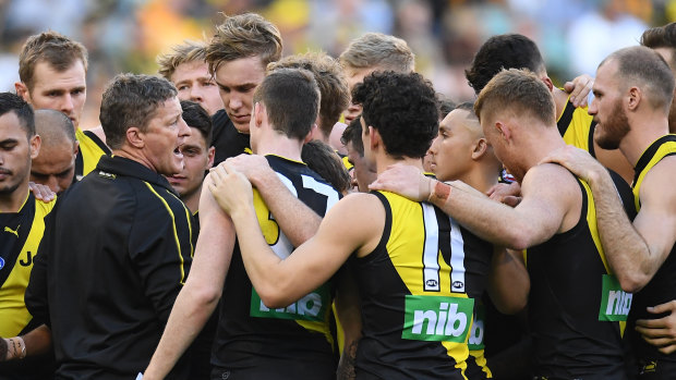 On message: Despite the absence of a number of premiership stars, Richmond were too good for the Hawks at the MCG.