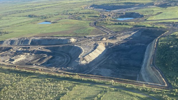 West Pit as of April 2021. By this time, the mining had cut off the west side of Bottle Tree Hill (right of frame).