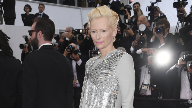 Actress Tilda Swinton poses for photographers at the premiere of The Dead Don't Die on Tuesday. 