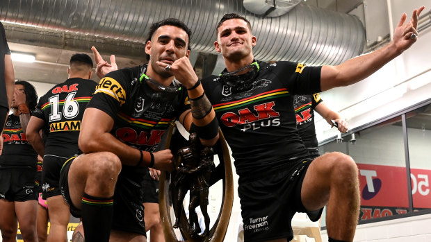 The Panthers crossed the line in their grand-final celebrations.