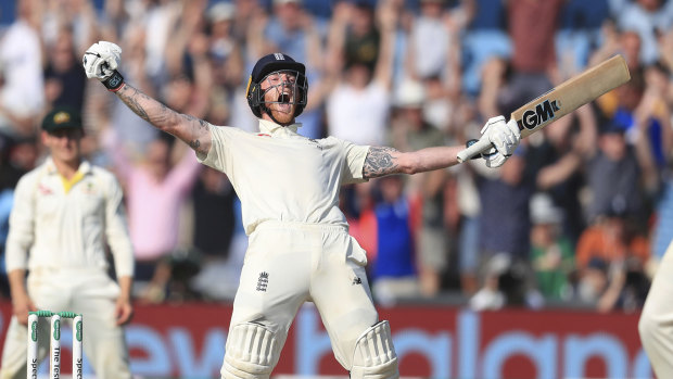 Ben Stokes celebrates England's stunning win.