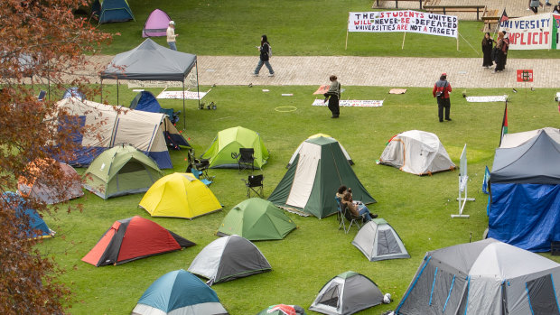 The University of Melbourne student encampment in protest against the war in Gaza.