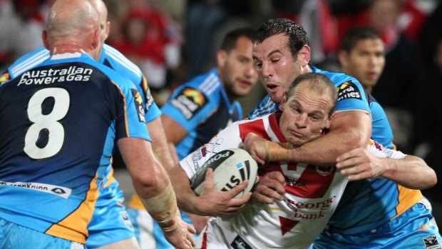 Reece Simmonds in action for the Dragons in 2011 against Gold Coast.