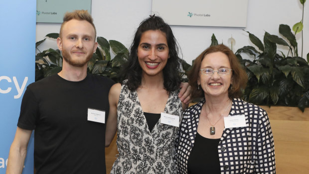 CityMiner founder Andrew Asfaganov, University of Sydney masters graduate Mariam Mohammad and Walshe Group head Jacqui Walshe. 