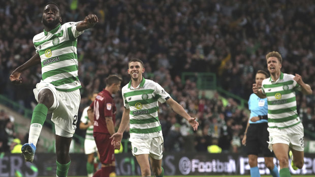 Odsonne Edouard celebrates scoring Celtic's second goal, but it was ultimately to no avail.
