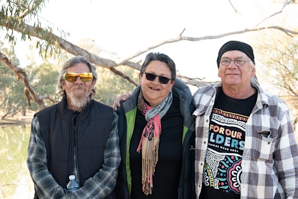 Traditional owners of the Millewa-Mallee area (from left), Latji Latji man Shane Jones Snr, Nyeri Nyeri elder Wendy Brabham and Ngintait man Timothy Johnson.