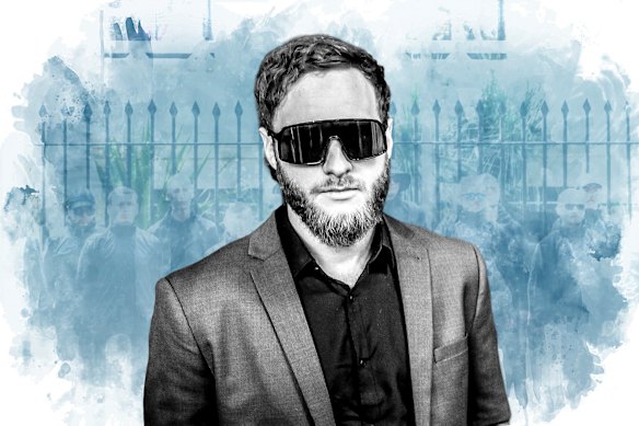 Joel Davis and other neo-Nazis protested outside NSW Parliament House last year. 